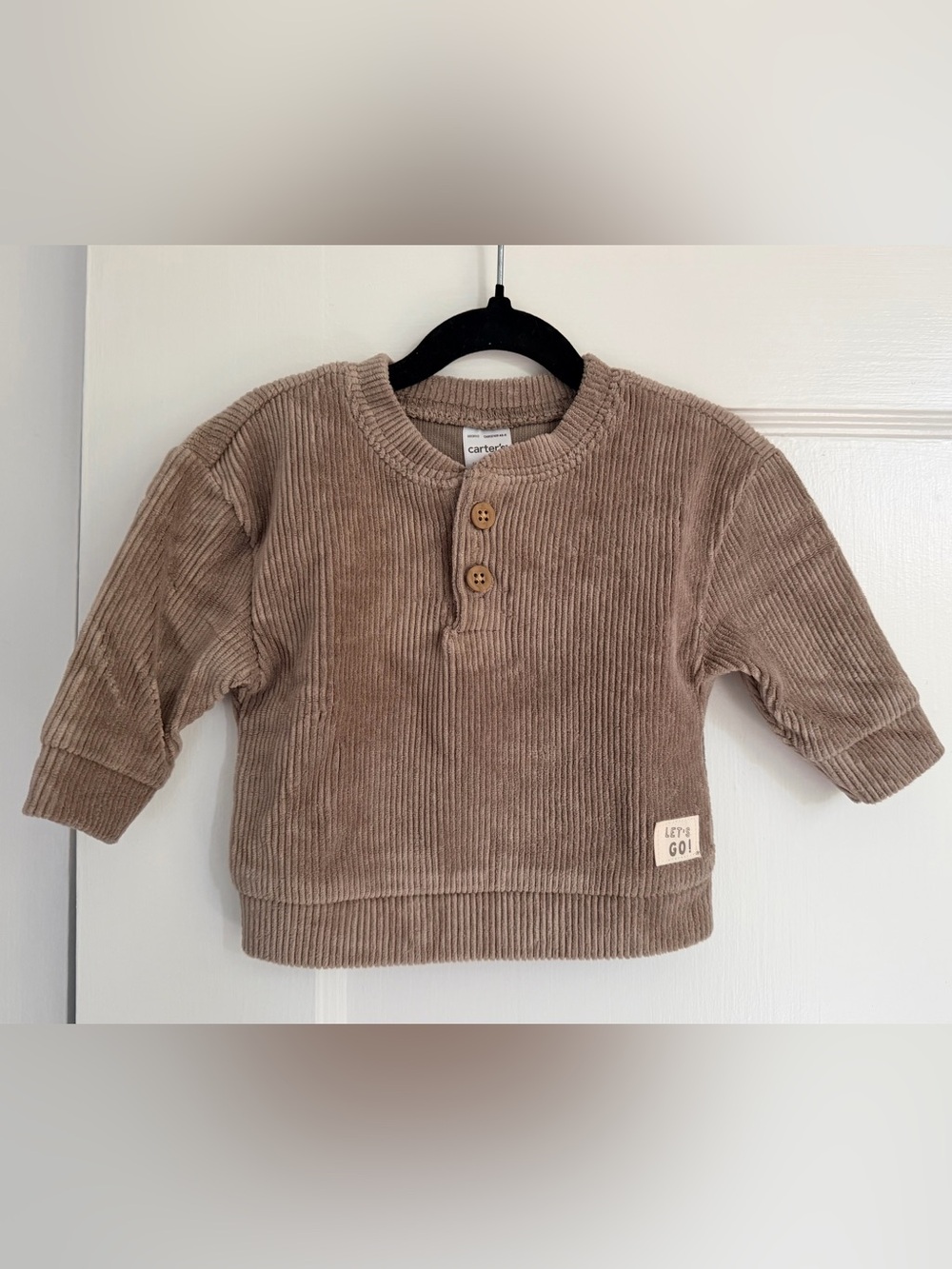Carter's Brown Ribbed 1/4 Buttoned Pullover